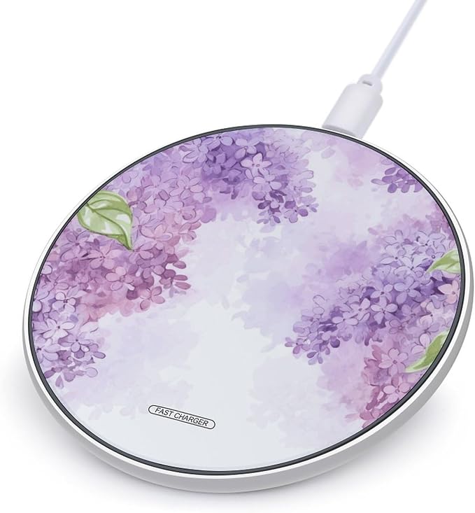 Framing Lilac Flowers in Blossom Wireless Charger 10W Qi-Certified Fast Wireless Charging Pad with USB Cable &amp LED Indicator Fashion Charger Mat Portable Charging Station for All Qi-Enabled Phone