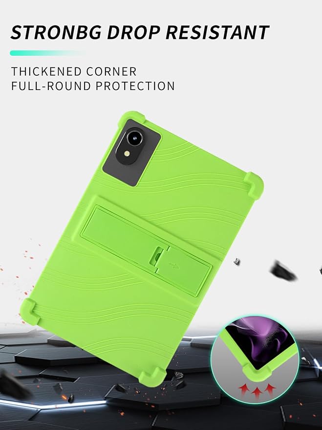 Case for ApoloMedia EP1095T 11 Tablet 2025 Android 15，WUNIAK Shock Proof Lightweight Stand Rubber Shell Protective CoverKids Friendly Soft Silicone Adjustable Stand CoverBlack