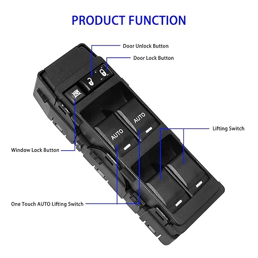 Left Front Driver Side Power Window Switch Compatible with 2006-2010 Jeep Grand Cherokee & Dodge Charger & Chrysler 300, 2007-2009 Chrysler Aspen&Dodge Durango, Replacement for 4602736AA 4602781AA