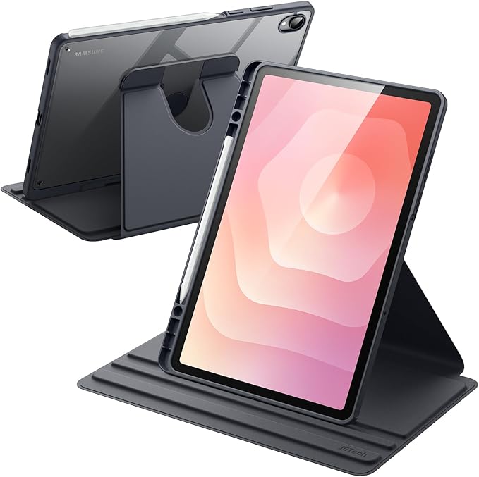 JETech Rotating Case Cover for Samsung Galaxy Tab S11 Black | 360° Rotation Stand Clear Back Design Auto Wake/Sleep S Pen Holder Full Protection