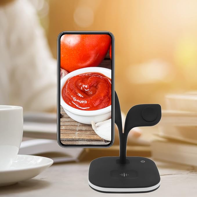 Socobeta 5 in 1 Wireless Charging Station Wireless Charger Stand Magnetic Fast Charger with Dimmable LED Light for