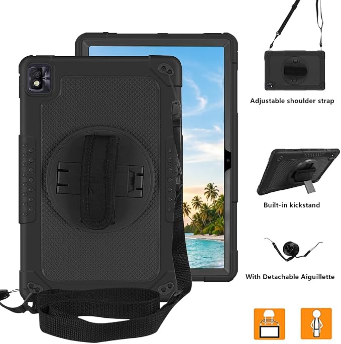 for Nokia T20 Tablet CaseHeavy-Duty Shockproof Hybrid Rugged Protective Case for Nokia T21/TCL Tab Pro 5G(Model: 9198S)/VASTKING KingPad M10 10.36 inch Tablet (Black/Black)