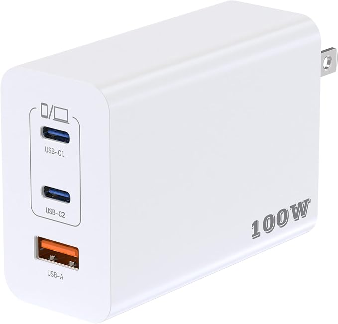USB C Charger Block 100W (Total Output) 3-Port GaN Fast Charging Station | PPS Type C Plug Brick Compatible with iPhone 17 16 15 14 13 Pro Max MacBook Air iPad Galaxy S26 S25 S24 Plus