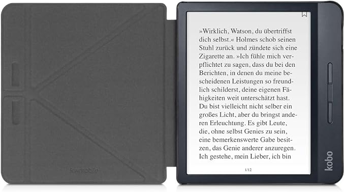 kwmobile Cover for Kobo Libra H2O Case - Slim PU Leather eReader Cover with Stand and auto Sleep funktion - Dark Blue