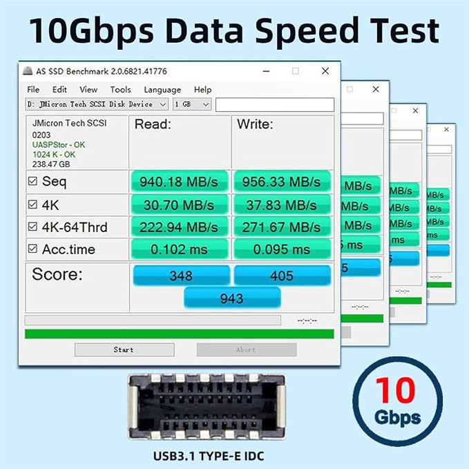 cablecc 5Gbps Type-E USB 3.1 Front Panel Socket &amp USB 2.0 to NVME NGFF M-Key Express Card VL805 Adapter for Motherboard