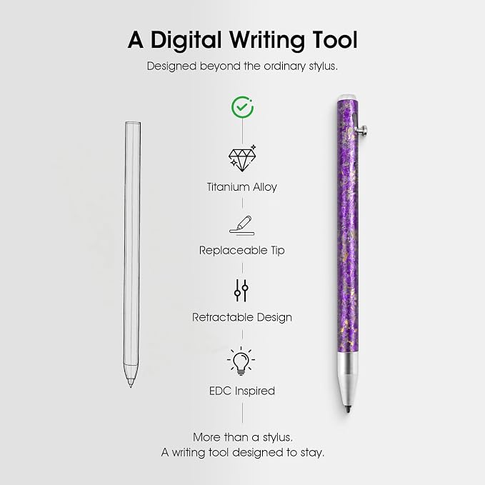 Titanium Magnetic EMR Stylus for E-Ink Devices Retractable Magnetic Digital Pen with Precision Fine Tip Lightweight Writing Pen Compatible with Remarkable 2 Kindle Scribe BOOX SupernoteBlue