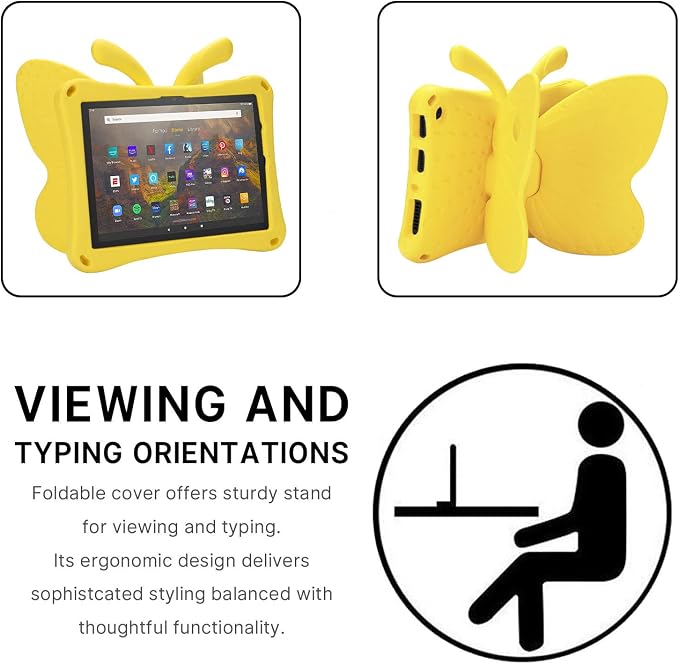 Simicoo Fire Max 11 Tablet 2023 Cute Butterfly Case with Stand for Kids Girl Light Weight EVA Rugged Shockproof Full Cover Kids Friendly Kids case for Fire Max 11(Blue)