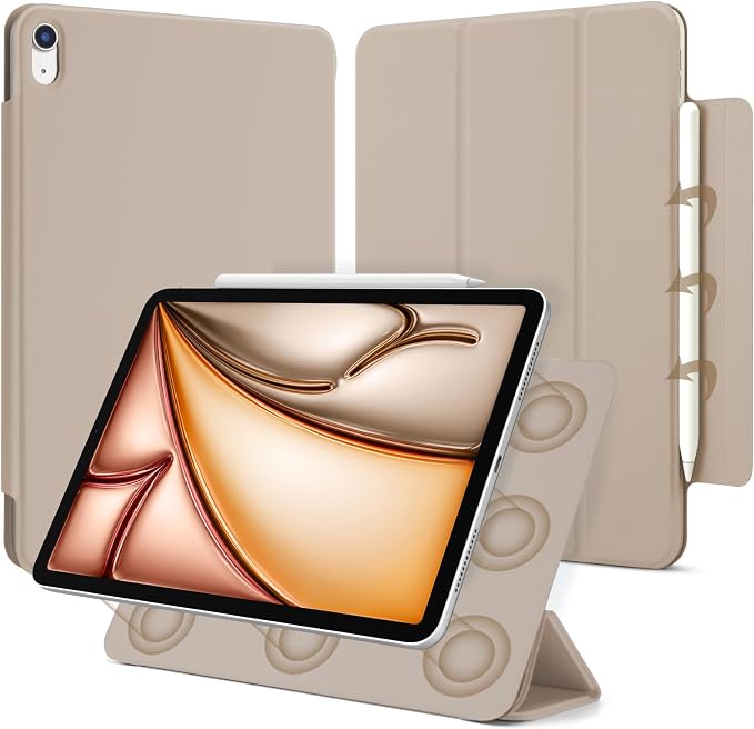 for iPad Air 13 inch M4/M3/M2 Case (2026/2025/2024Model A3268/A3269/A3271) Auto Sleep/Wake and Magnetic Closure Slim Trifold Stand Case PU Leather Cover Support Apple Pencil Pro Black
