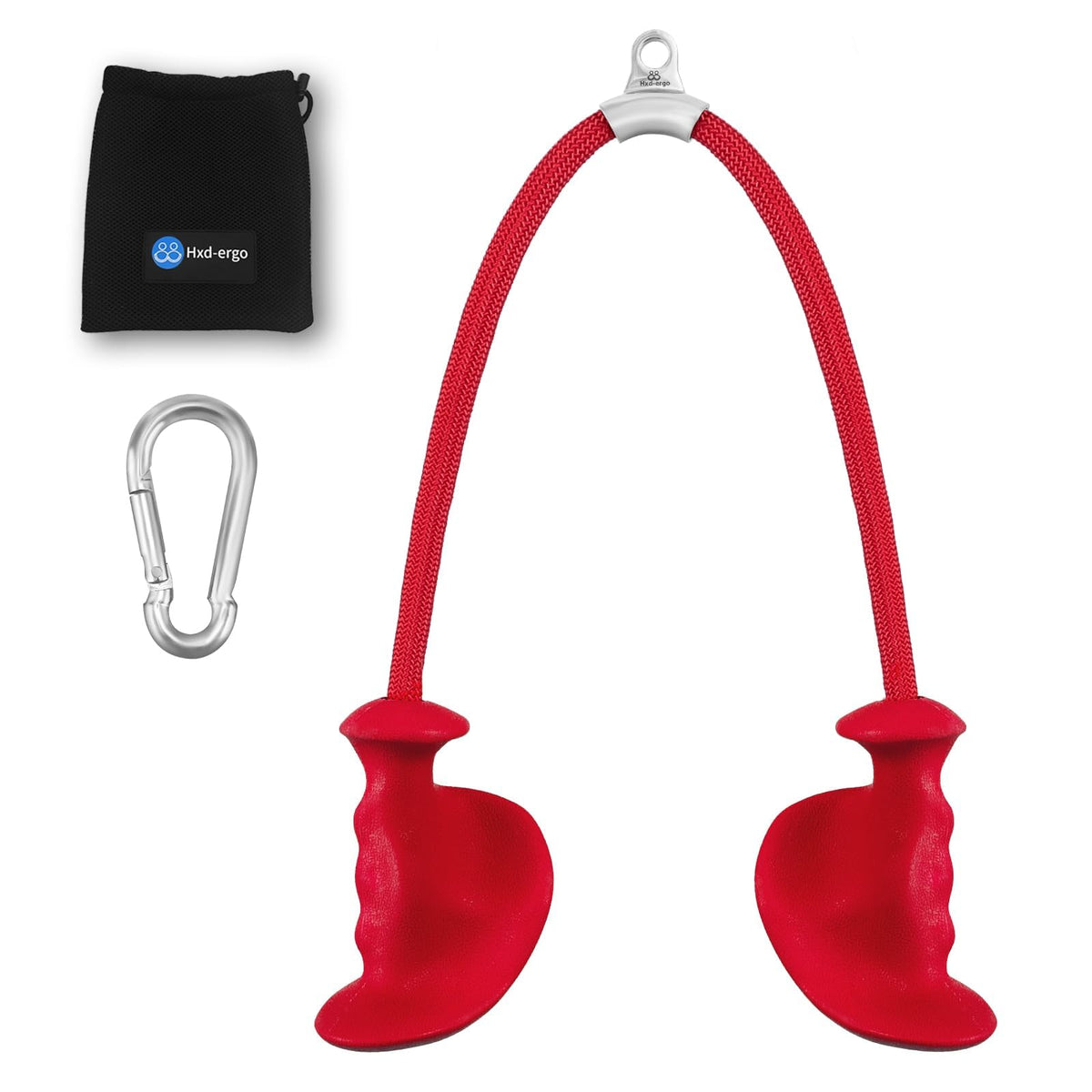 HXD-ERGO Tricep Rope with Ergonomic Handles, 36 Inch Tricep Pull Down Rope for Cable Machine, Pulley System, Triceps Rope Cable Attachment for Gym, Home (Red)