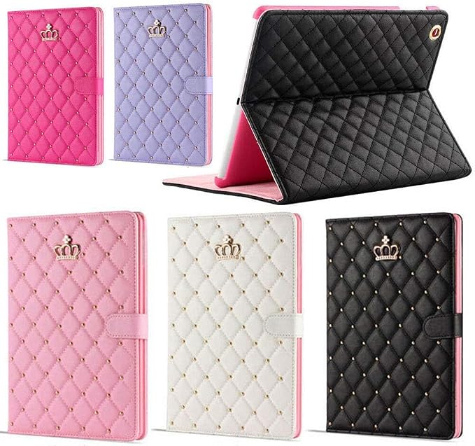 Changjia for iPad 9.7Inch 6th/5th Generation 2018/2017 CaseiPad air 2/Air with Pencil HolderCute Crown Girly Diamond Elegant PU Leather Smart Auto Sleep/Wake Stand Protective Case for iPad 9.7Black