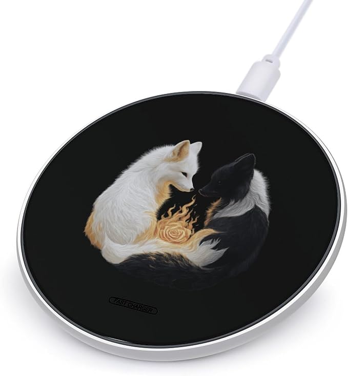 Fox Fire Wireless Charger SlimWireless Charging Pad Anti-Slip Charger Mat for Men Women