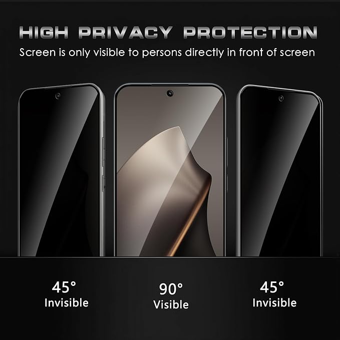 4 Pack Nothing Phone (3a) Pro 5G Privacy Screen Protector 2 Pack Privacy Tempered Glass Film and 2 Pack Camera Lens Protector Anti-Spy Protection for Nothing Phone (3a) Pro 5G Screen Protector