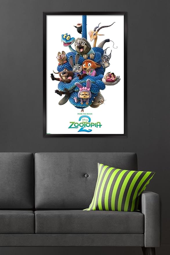Disney Zootopia 2 (2025) - Group One Sheet Wall Poster, 34L" x 22.4W", Black Framed Version
