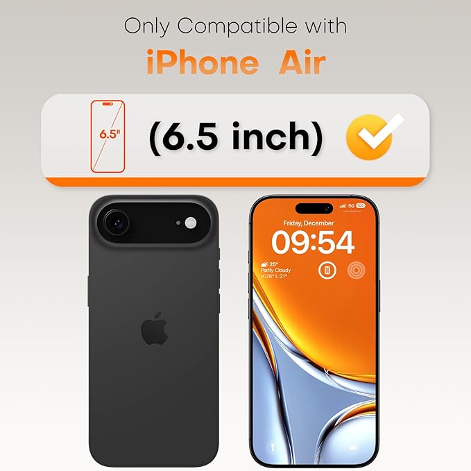 TOCOL for iPhone Air Screen Protector 9H Hardness Military Grade Shatterproof HD Tempered Glass Full Coverage Easy Installation 2 Pack