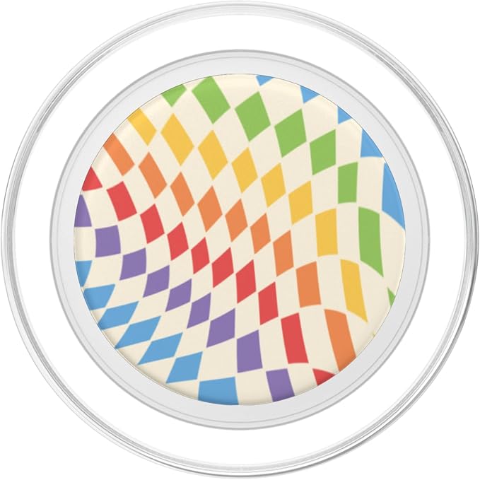 PopSockets Phone Grip – Checker Wavy Rainbow PopSockets PopWallet for MagSafe