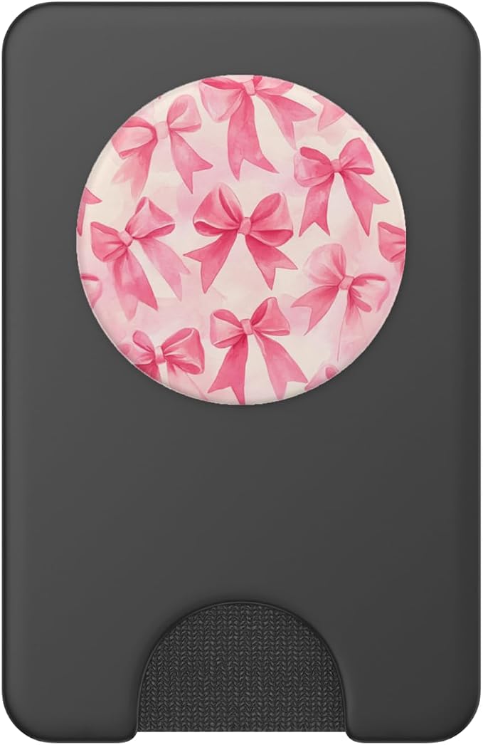 Aesthetic Pink Ribbons And Bows Watercolor Pattern Art PopSockets PopGrip for MagSafe