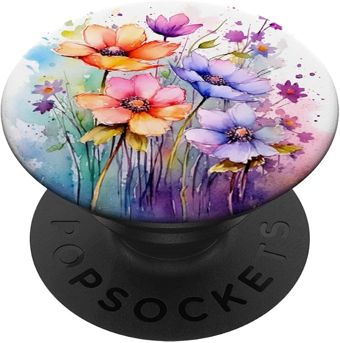 Wildflower Watercolor Flowers Design Floral Garden PopSockets Adhesive PopGrip