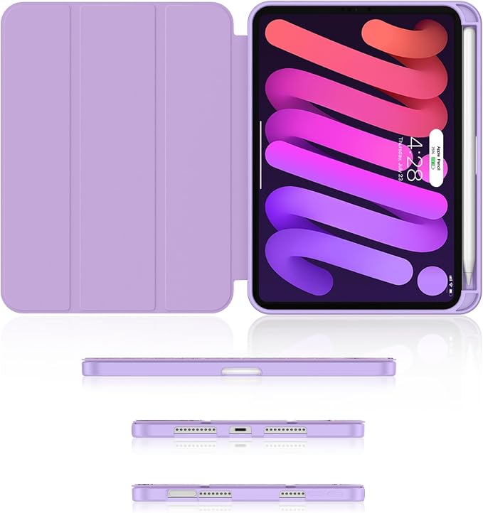 Soke Case for iPad mini (A17 Pro) 7th/ 6th Generation (Book Wine) | Built-in Apple Pencil Slot fit iPad Mini 2024 and 2021 8.3 inch Auto Sleep/Wake