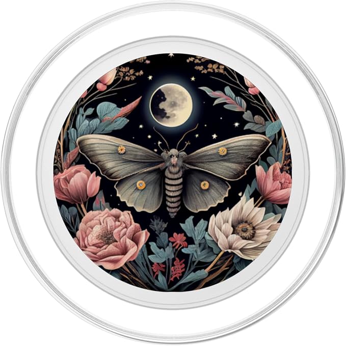 Moth Moon Flowers Astrology Celestial PopSockets Adhesive PopGrip