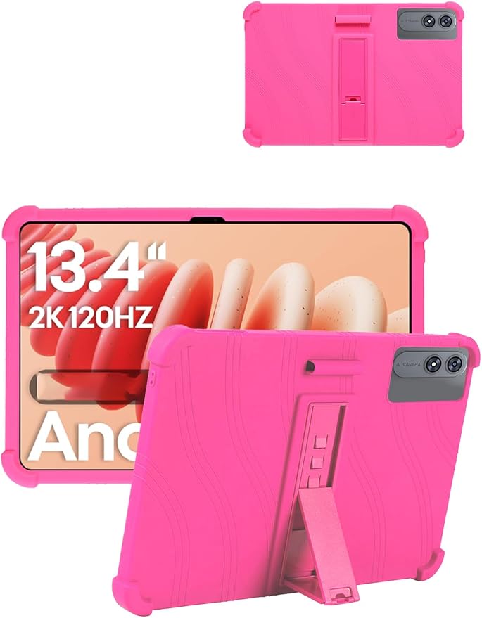 for TABWEE T60 Pro (13.4 Inch) Android 16 Tablet Protective case Shockproof Lightweight Silicone Protective Cover with Stand Child-Friendly Protection Easy to Clean Design Black.