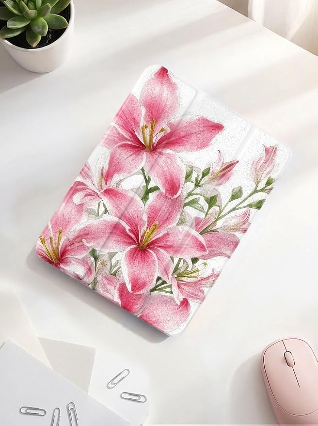 Case for iPad 9th/ 8th/ 7th Generation Case 10.2&amp10.5 Inch (2021/2020/2019 Release) Slim Lightweight Soft Trifold Back Cover with Pencil Holder &amp Auto Sleep/Wake Cover Cherries Cheetah Bows