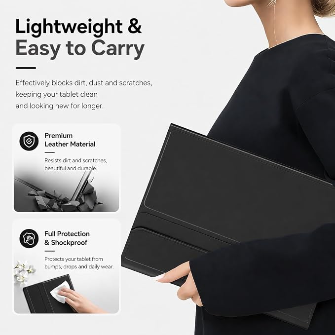 for Hasskya K80 / ACER ICONIA M10-11-K21V Tablet Case with Detachable Magnetic Keyboard Fits 9-11 Inch Tablets TPU Protection Premium PU Leather Type-C Charging (Black)