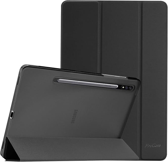ProCase Slim Case for Galaxy Tab S8 / Tab S7 11 inch SM-X700 X706 T870 T875 T878 Lightweight Stand Case Shell Cover for 11 Galaxy Tab S8 2022 / Galaxy Tab S7 2020 -Black