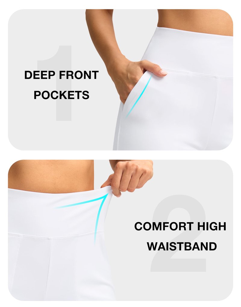 G Gradual Women's 10" Bermuda Shorts Knee Length with Pockets High Waisted Athletic Long Shorts for Casual Walking Running Yoga (White, L)