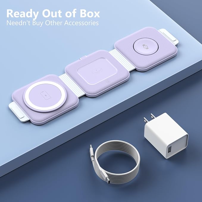 Travel Charger for Samsung Multi Devices Foldable 3 in 1 Wireless Charging Station Fast Charging Stand/Pad Compatible for Samsung Galaxy S26/S25/S24/S23/Note20 GalaxyWatch8/7/6 Galaxy Buds4