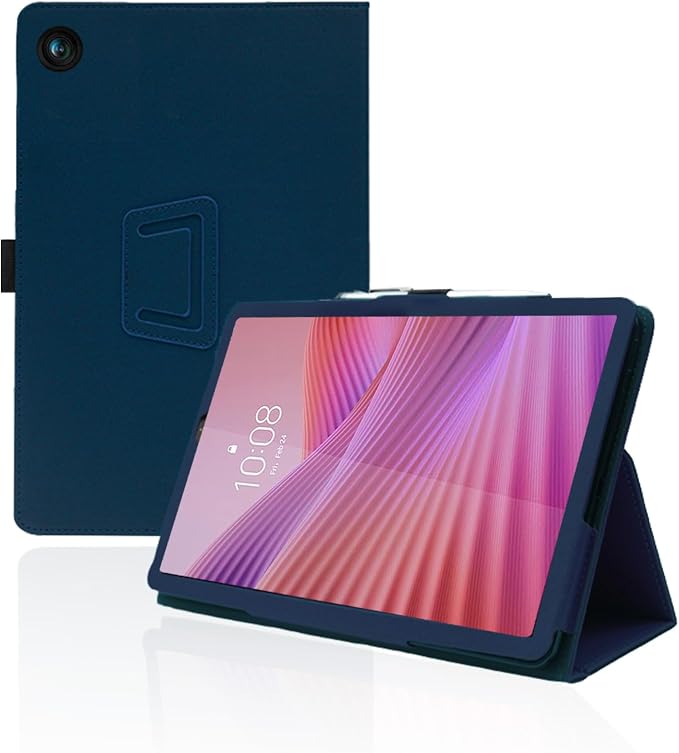 for Lenovo Tab One 8.7 Inch Android Tablet CaseBOVUGAC Folding Stand Protective Cover with Pencil Holder and Wrist StrapFull Protection Premium PUScratch Resistant(Black)