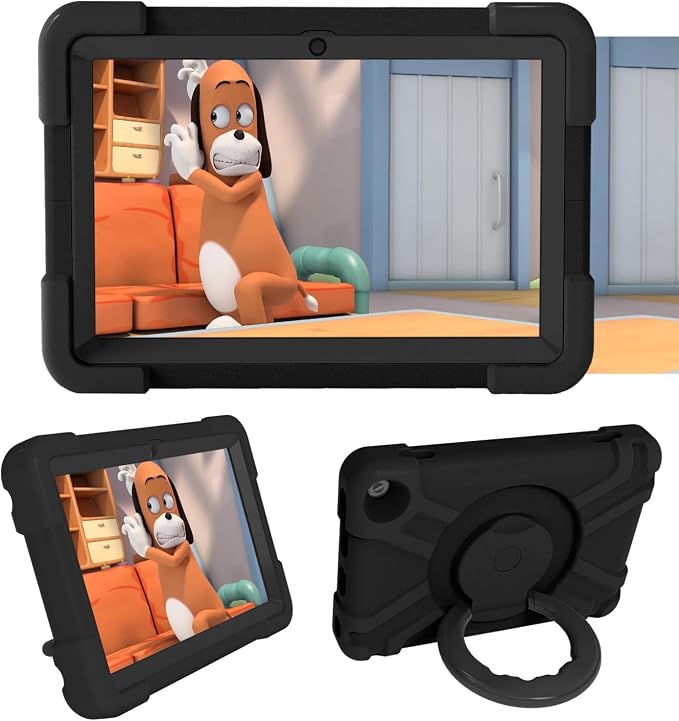 AKABEILA Compatible with Amazon Fire HD 8 2020/2022 Tablet Case，Rugged Kids Case with Stand Lightweight Shockproof Kids Friendly Tablet Cover Black