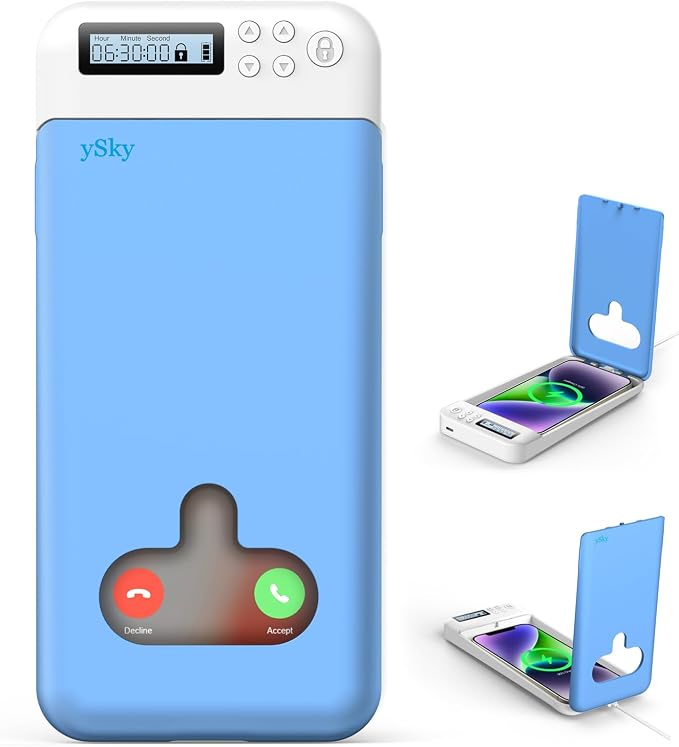 Cell Phone Lock Box with TimerPortable Timed Phone Lock Box for iPhone and Android Phones Self-Control Timer Phone Locker to Help KidsStudents Focus Back