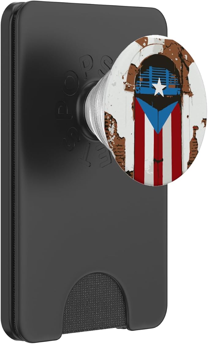 Puerto Rico Flag on Door PopSockets Adhesive PopGrip