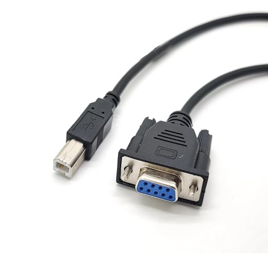 USB B-Port Printing Port Male to DB9 Female RS232 Serial Cable DB9 to USB B-Type Data Transmission Printer Adapter Cable 2Meter