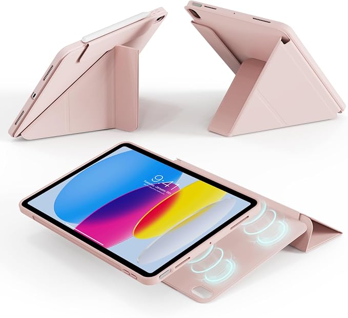 for iPad A16 11th Generation 11 Inch Y-Shaped Magnetic Case Gray | for iPad 10th Generation 10.9 Inch 2022 -360 Rotating Removable Cover Clear Backshell &amp Multi-Angle Stand Auto Wake/Sleep