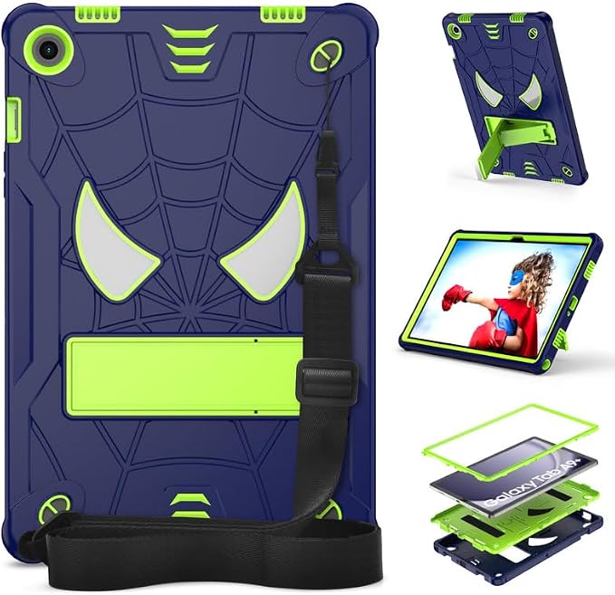 DETUOSI Case for Samsung Galaxy Tab A11+ Plus 11 2025/ A9+ Plus 2023 with Shoulder Strap 3-Layers Hybrid Heavy Duty Full-Body Shockproof4-Angles Viewing Protective Cover