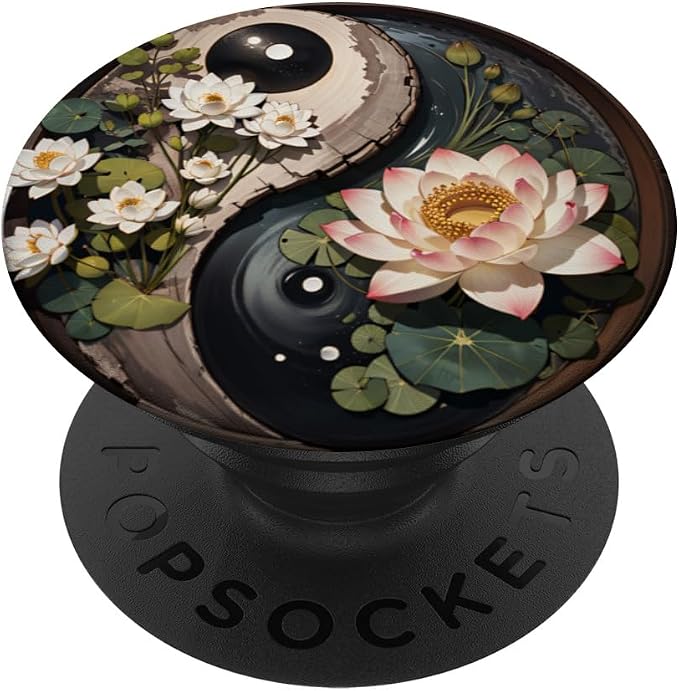 Lotus Flower Pond Yin Yang PopSockets Adhesive PopGrip