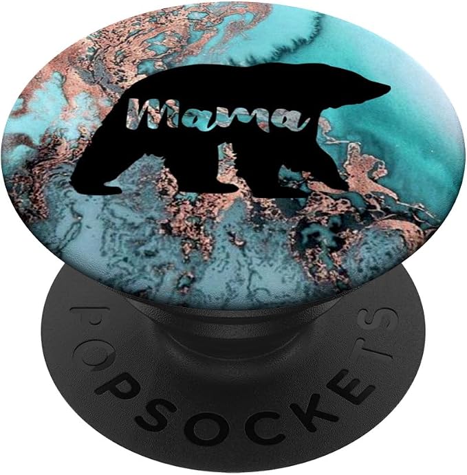 Teal Rose Mama Bear Watercolor PopSockets Adhesive PopGrip