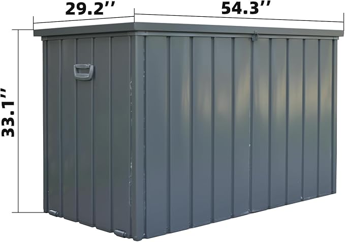 Domi Deck Box 200 Gallon, Waterproof Lockable Steel Outdoor Storage Container for Outside Cushions, Garden Tools and Pools Equipment(Gray)