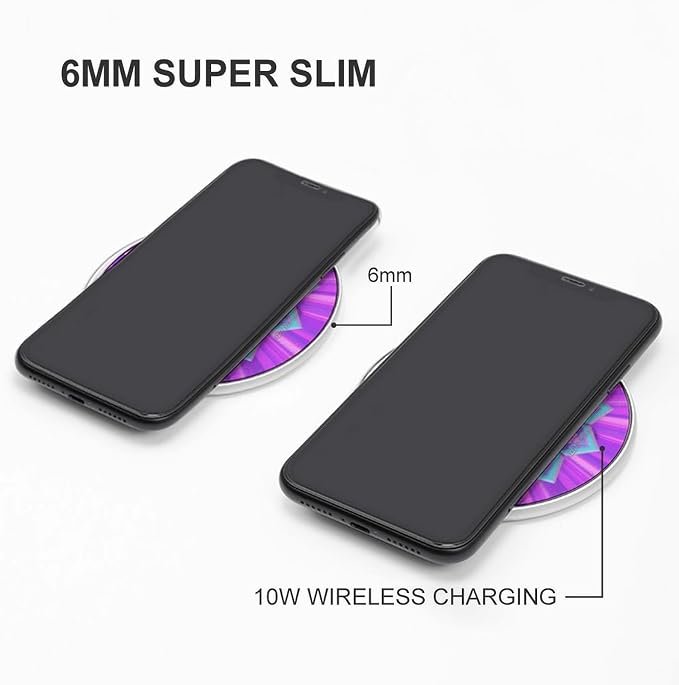Simple Mandala Wireless Charger with USB CableAluminum Alloy Frame 10W Max Compatible Fast Wireless Charging Pad- 3.2ft Cable Included for Travel Home Office Desk