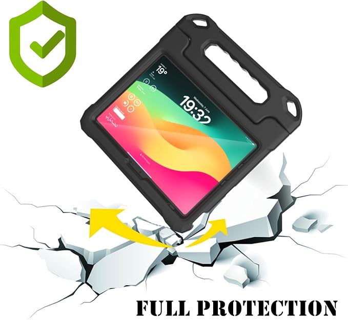 Kids Case for New iPad (A16) 11th Generation 11 inch 2025 iPad 10th Generation 10.9 2022 - Shockproof Handle Bumper Stand Cover with Built-in Screen Protector &amp Pencil Holder Tablet Case (Black)
