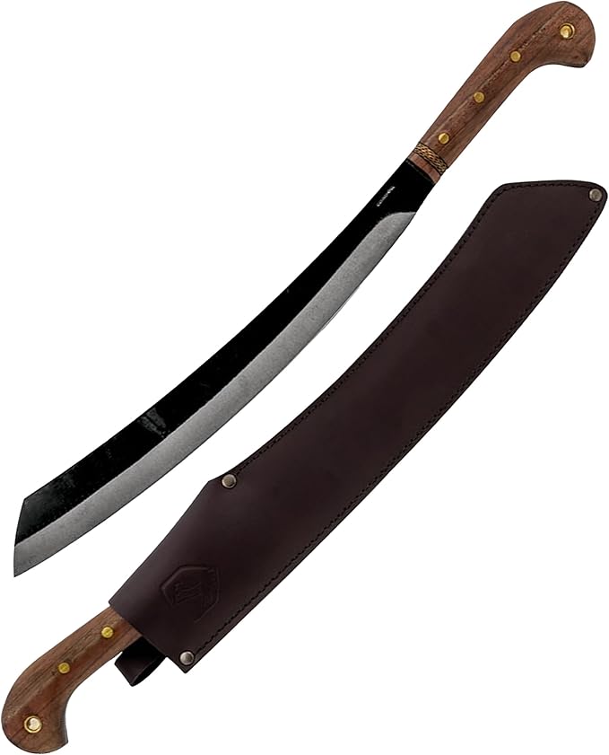 Condor Tool & Knife Duku Machete | Heavy Duty Machete Knife with Hand Crafted Welted Leather Sheath | 1075 High Carbon Steel Tactical Machete with Walnut Handle | 4.5mm Thick | 16in Blade | 30.6oz