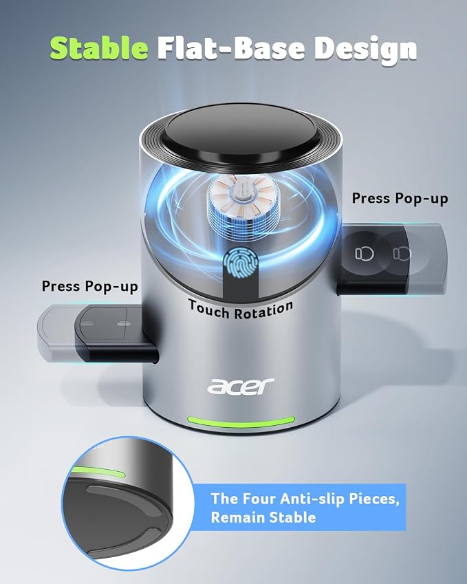 Acer Prime 3 in 1 Charging Station for Apple - Magnetic iPhone Wireless Charging Station Magsafe Charger Stand for iPhone 17 16 15 14 13 12 - Apple Watch - Airpods Series (Charger &amp USB-C Include