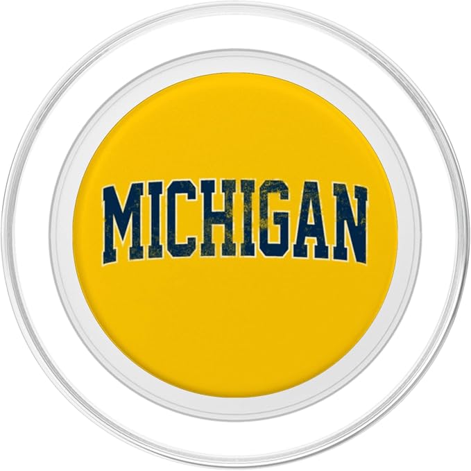 Vintage Michigan Look Maize Blue Men Retro Font Michigan Tee PopSockets Adhesive PopGrip