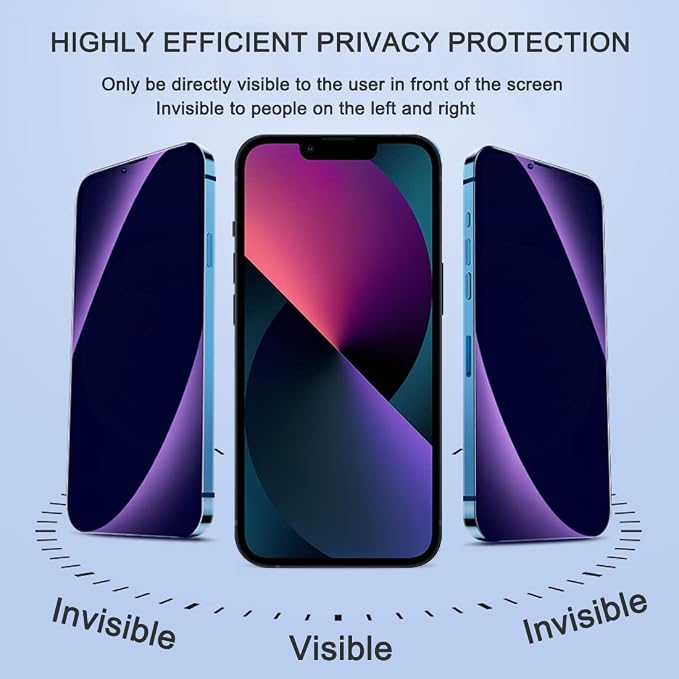 2 Pack Compatible with iPhone 12 Pro Max Privacy Screen Protector Anti-Spy Anti-Blue Light Eye Protection Tempered Glass Film Scratch Resistant Full Coverage Case Friendly
