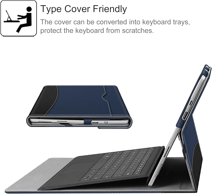 Fintie Case for 12.3 Inch Microsoft Surface Pro 7 Plus Surface Pro 7/6/5/4/3 - Portfolio Business Cover with Pocket Compatible with Type Cover Keyboard Black
