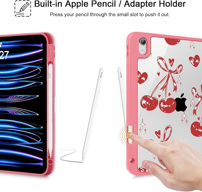 Mektron Case for 2026 iPad Air 11 inch M4 8th (M3 2025 7th /M2 2024 6th) Compatible with iPad Air 10.9 (2022 5th Gen /2020 4th Gen) Shockproof Clear Shell Blue Bows &amp Flowers