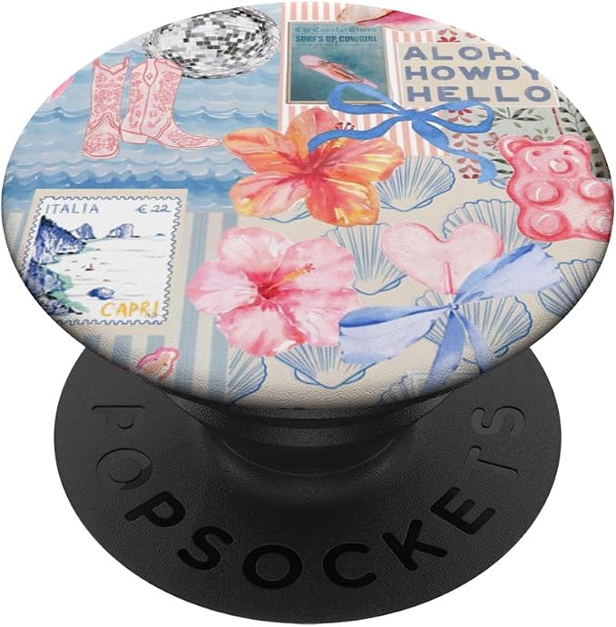 Beachy Blue Coquette Collage Cute Seashell Coastal Summer PopSockets PopWallet for MagSafe