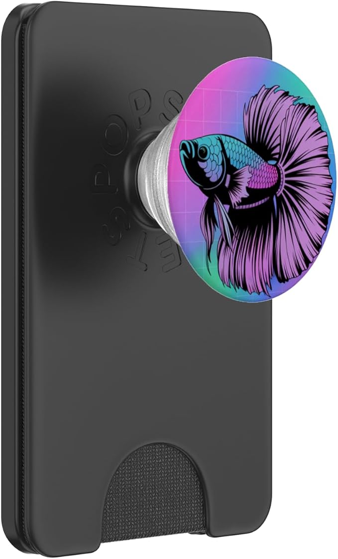 Cyberpunk Aquarium Halfmoon Betta Fish Vaporwave Aesthetic PopSockets PopGrip for MagSafe