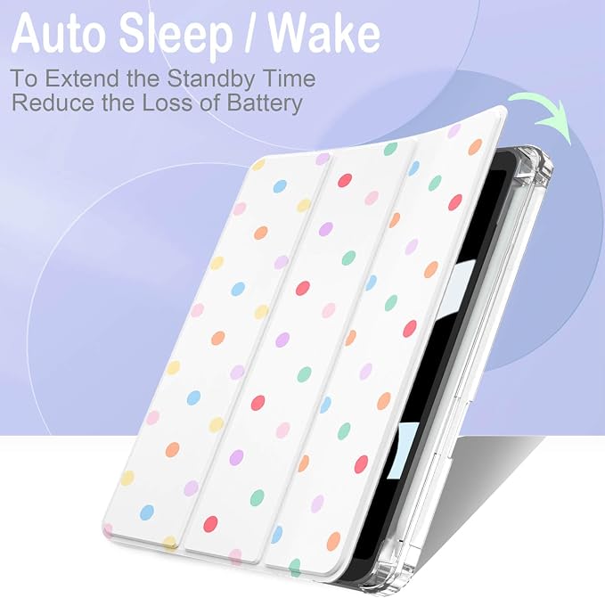 Feams Case for iPad mini 7 A17 Pro 2024/iPad Mini 6 2021 Slim Lightweight Trifold iPad mini 7 A17 Pro Case 8.3 Inch 2024 Clear Back Cover with Pencil Holder &amp Auto Sleep Blue Bow